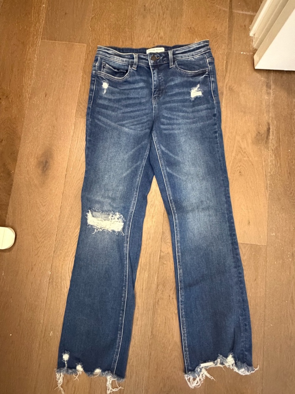 Flying Monkey Distressed Dark Blue Flare Jeans